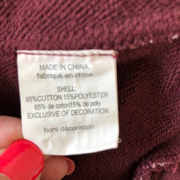 Burgundy Floral Sweatshirt with Statement Sleeve - Picture 8 of 9